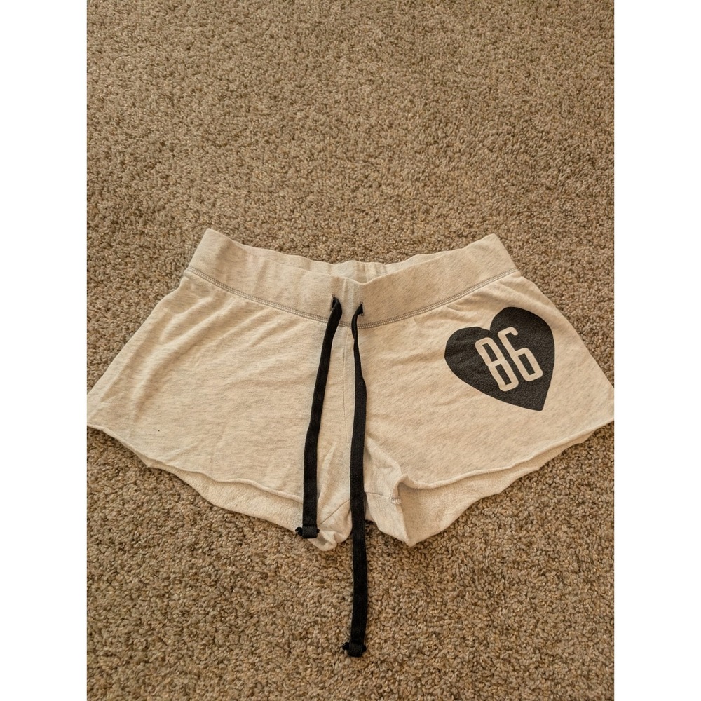 Victorias Secret PINK Gray Heather Heart 86 Graphic Lounge Shorts XS y2k